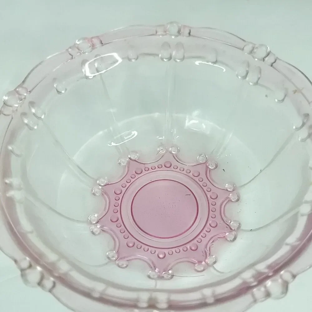 Pink Yellow Set of 2 Depression Glass Fruit Candy Bowls 5